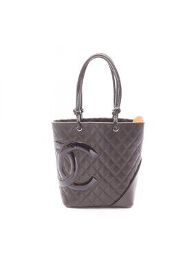 Chanel Tote Cambon Line Dark Brown Leather Patent